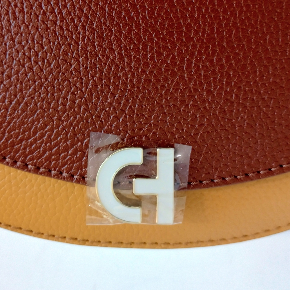 NWT Cole Haan Pebbled Leather Tri-Color Flap Crossbody Evie Saddle Bag - Picture 3 of 16